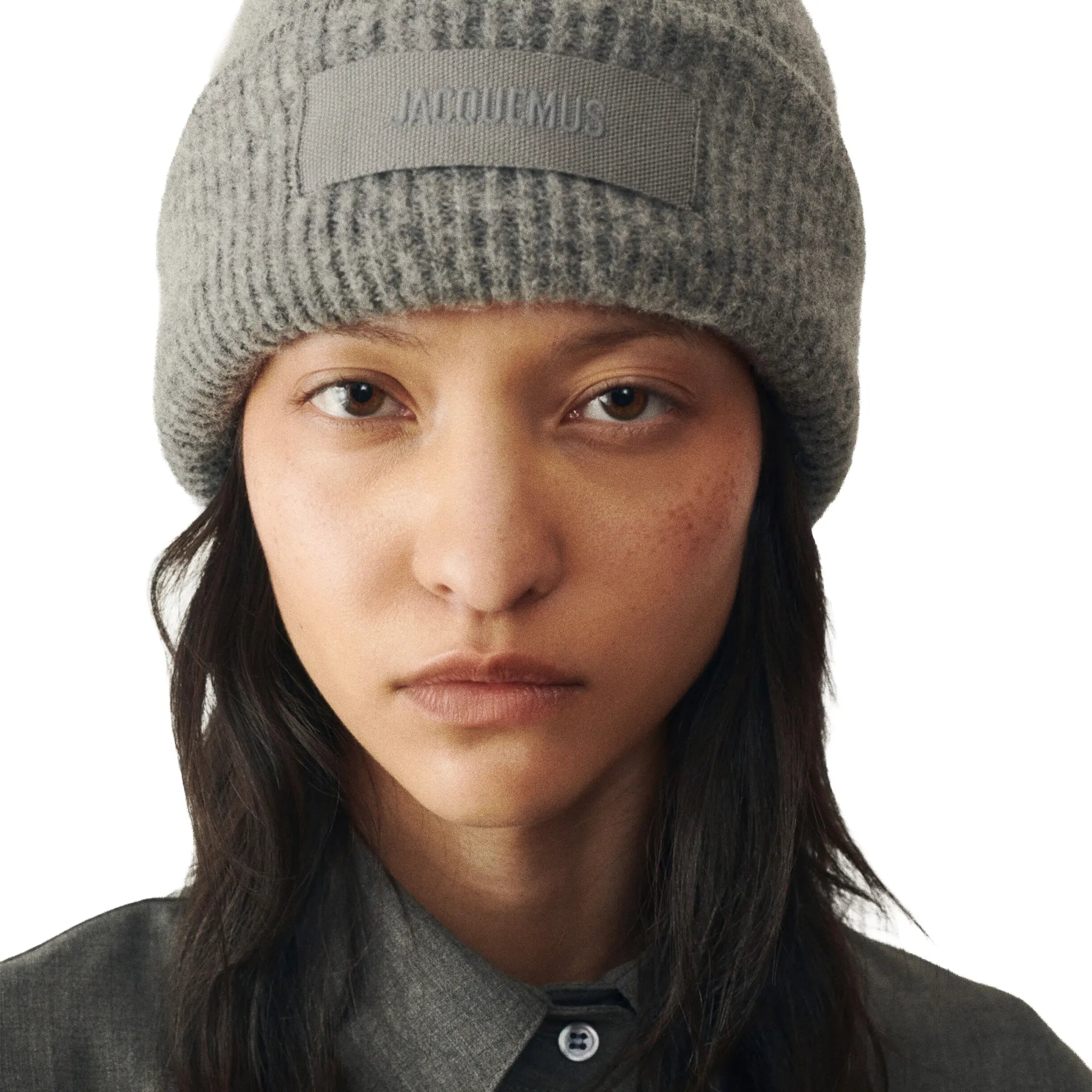 Jacquemus La Croisiere Grosgrain logo Drak Grey Beanie