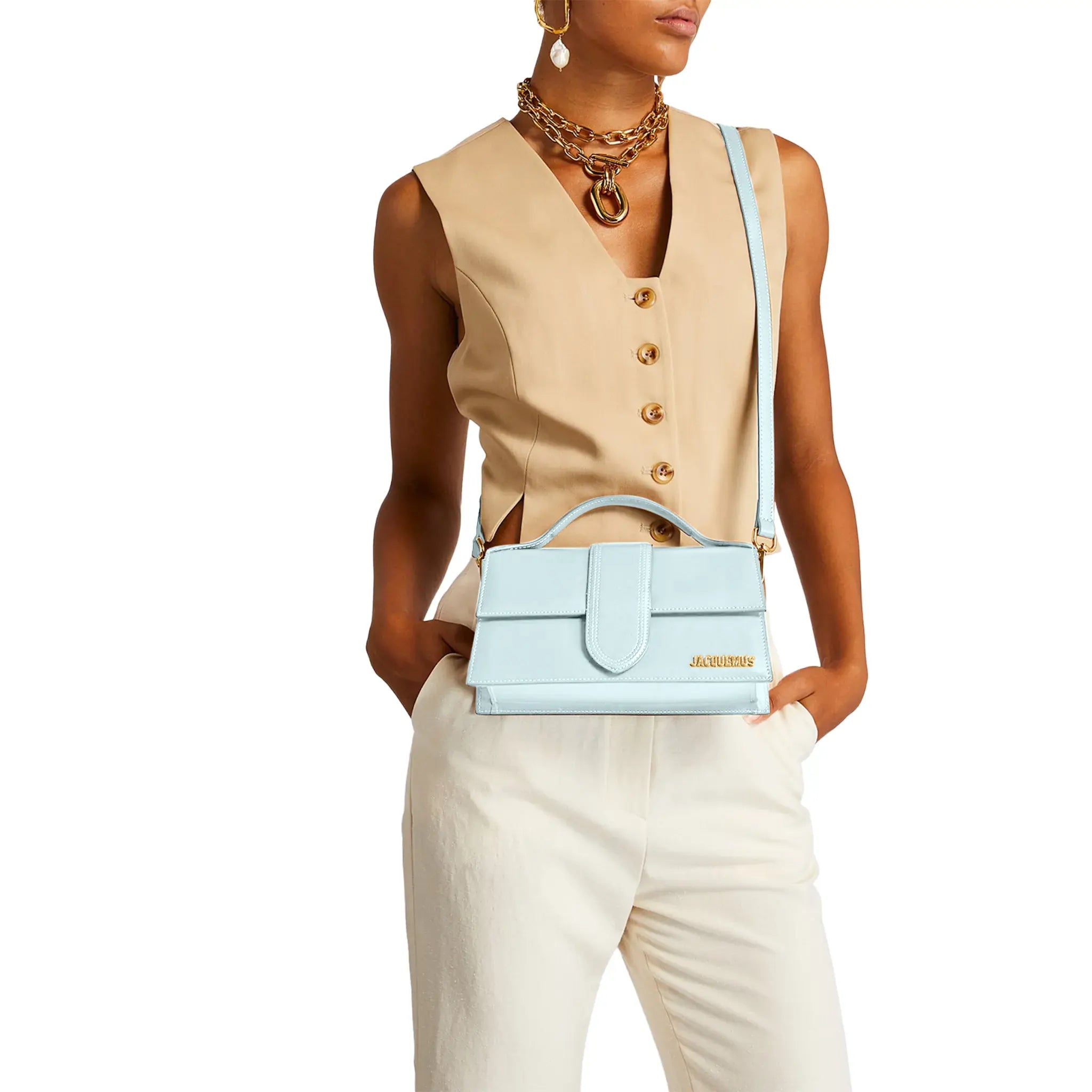 Jacquemus Large Bambino Baby Blue Crossbody Bag