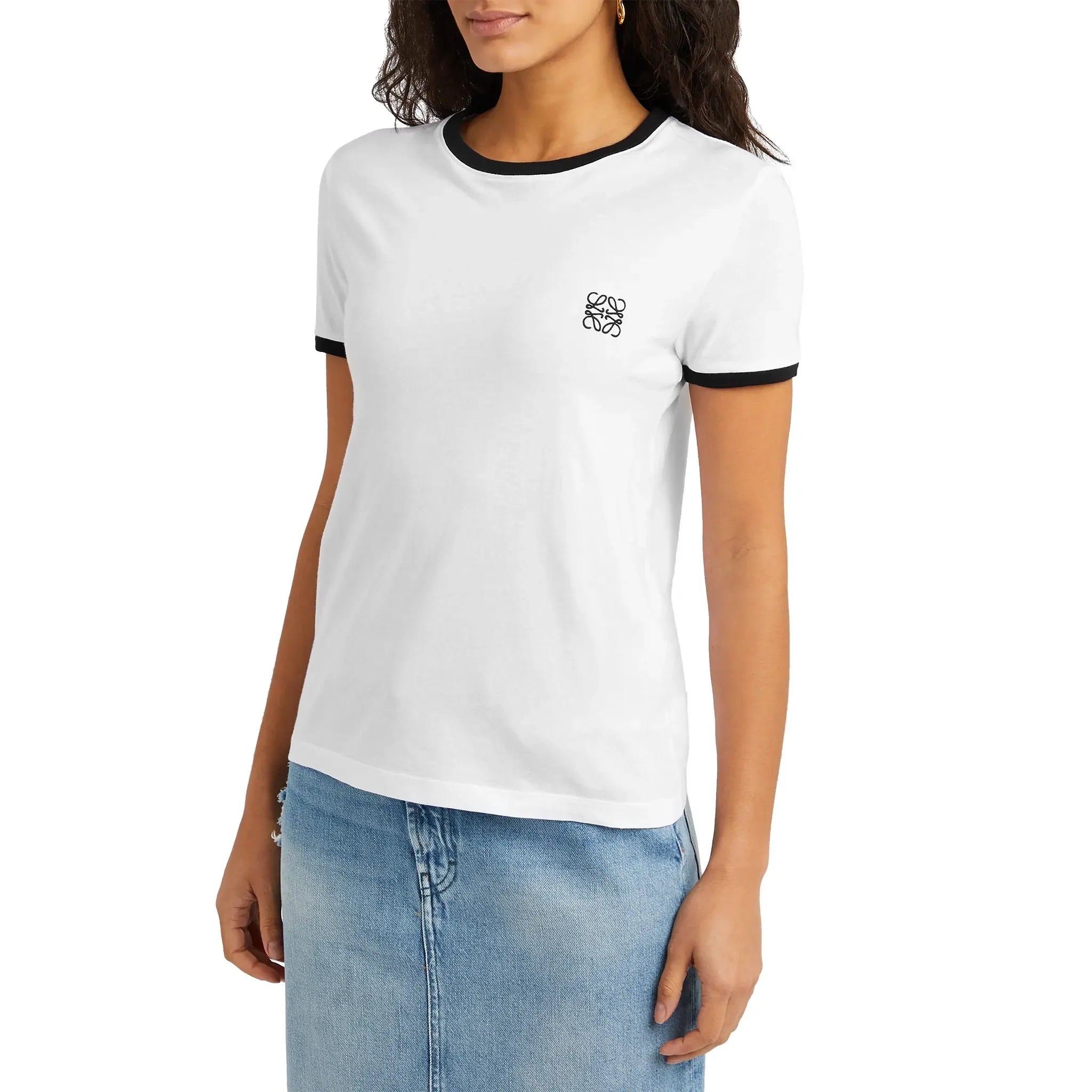Loewe Anagram Embroidered White Black T Shirt