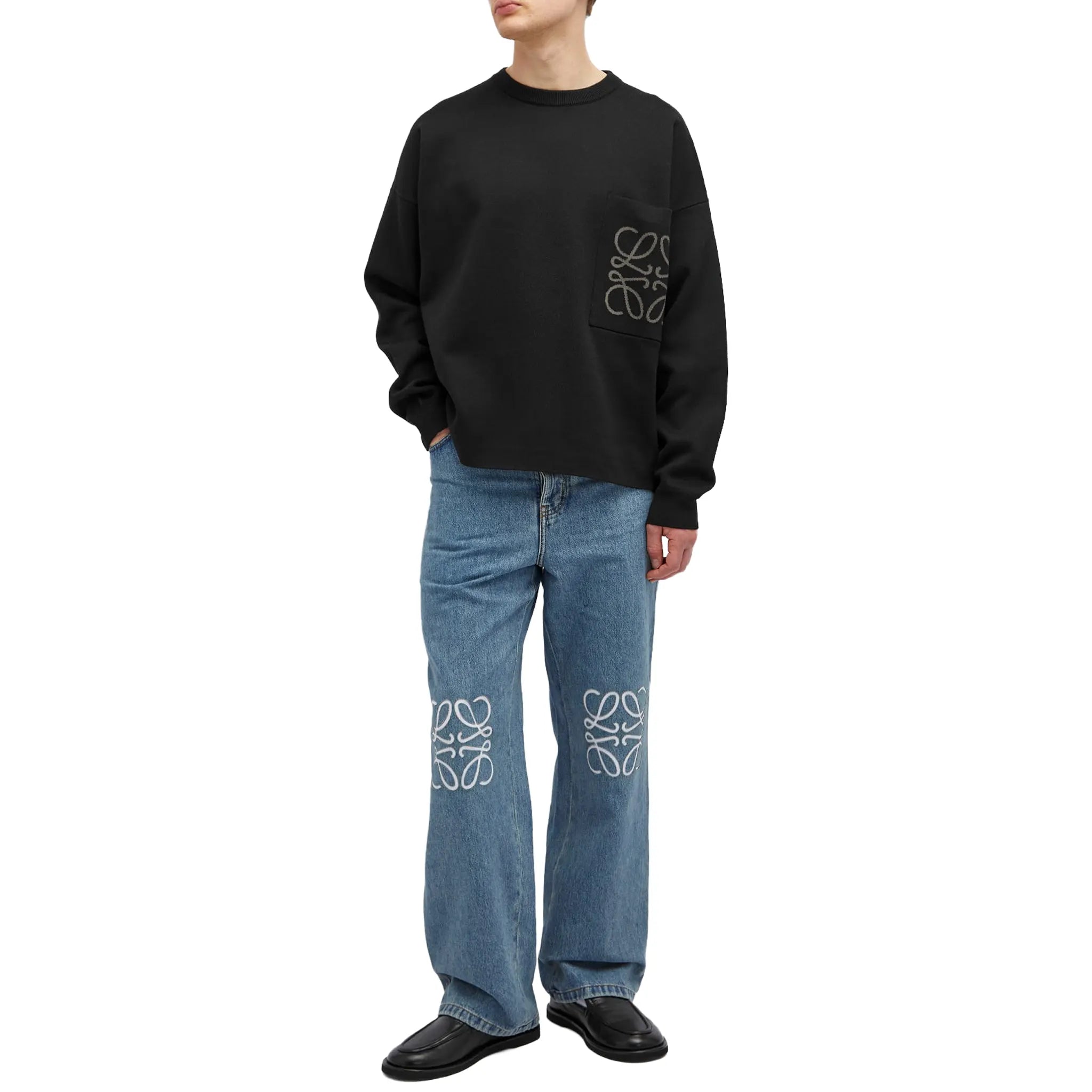Loewe Anagram Pocket Cotton and Viscose Black Sweatshirt