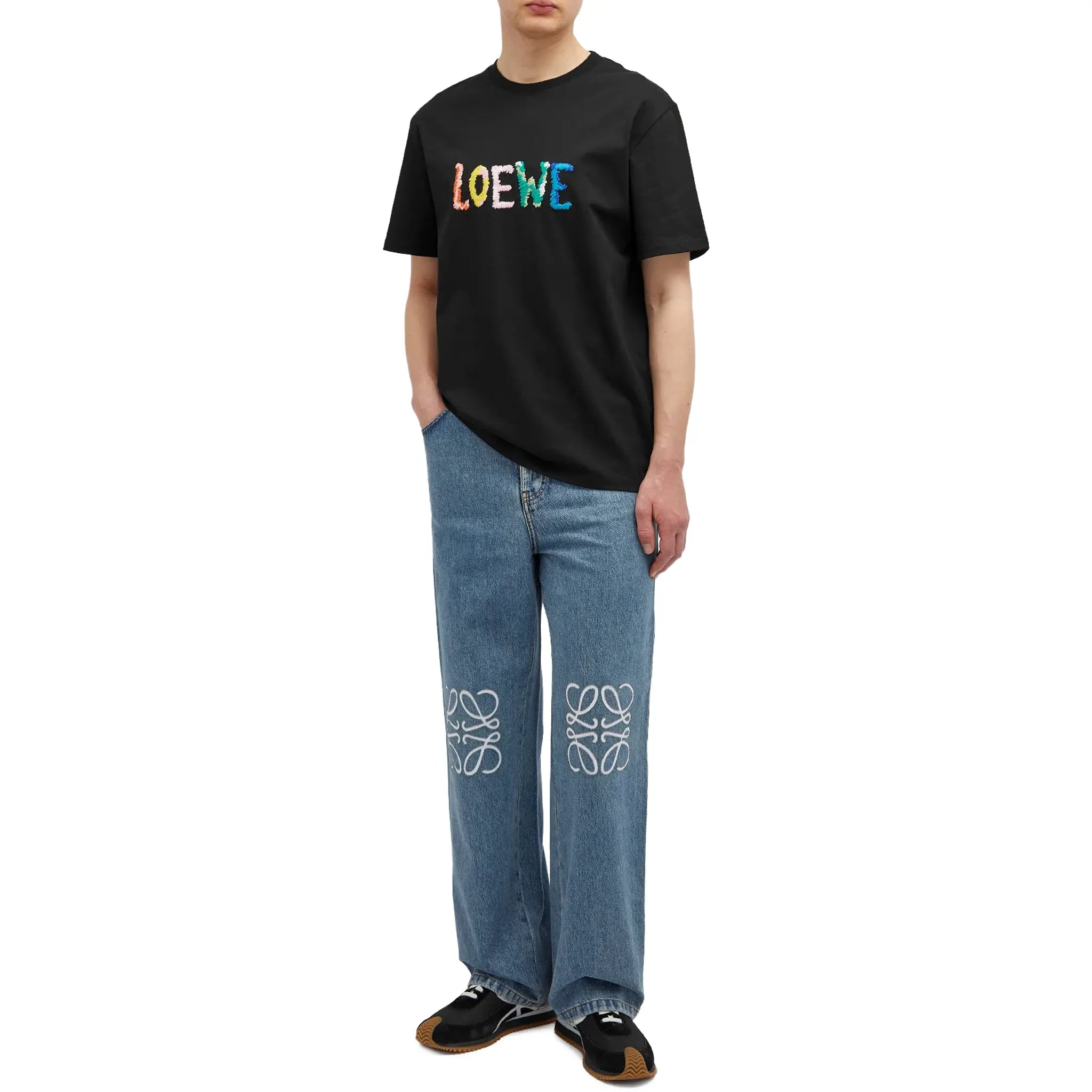 Loewe Embroidered Relaxed Fit Black T Shirt