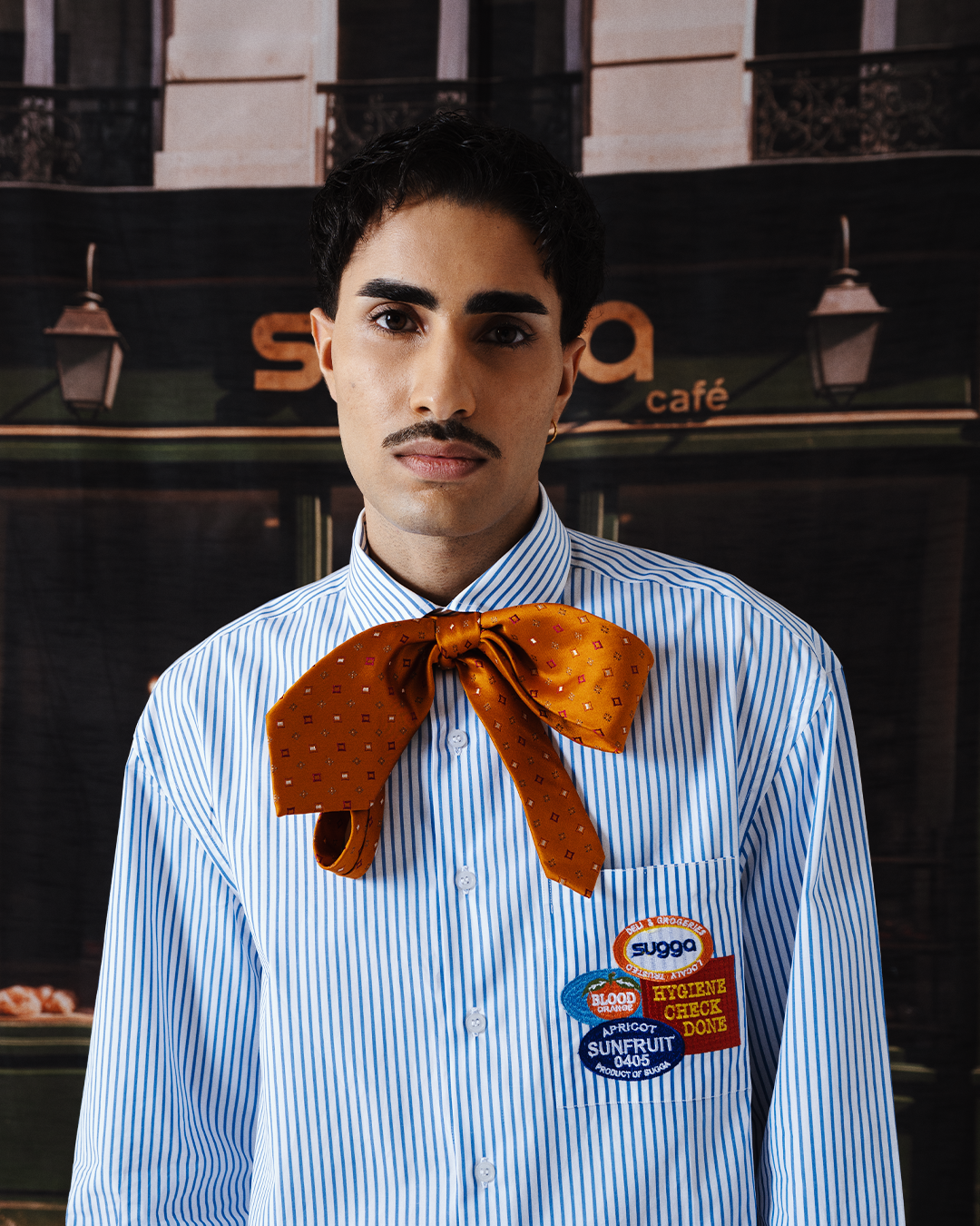 Sticker Patch Shirt In White Blue