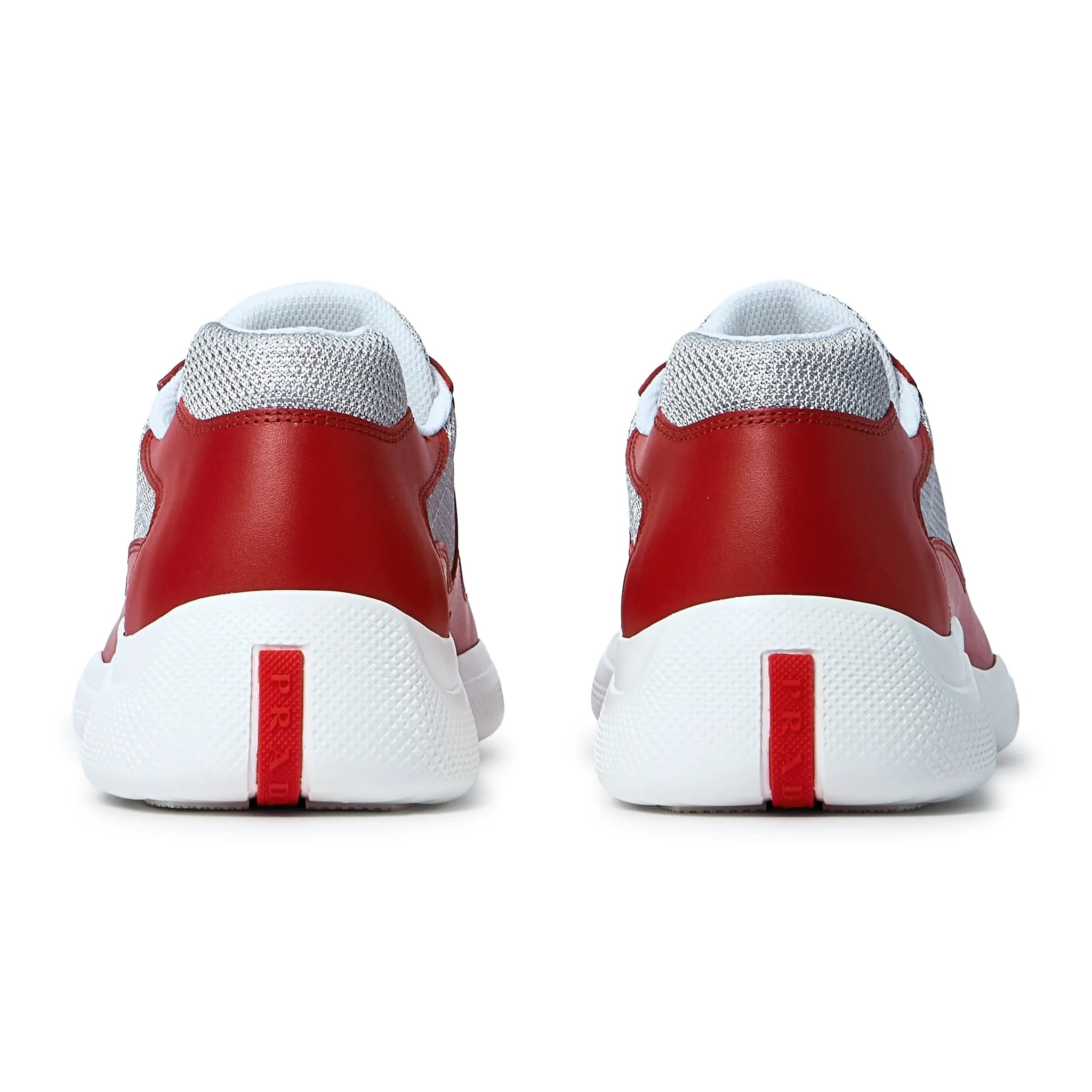 Prada Americas Cup Soft Rubber And Bike Fabric Red Silver Sneaker
