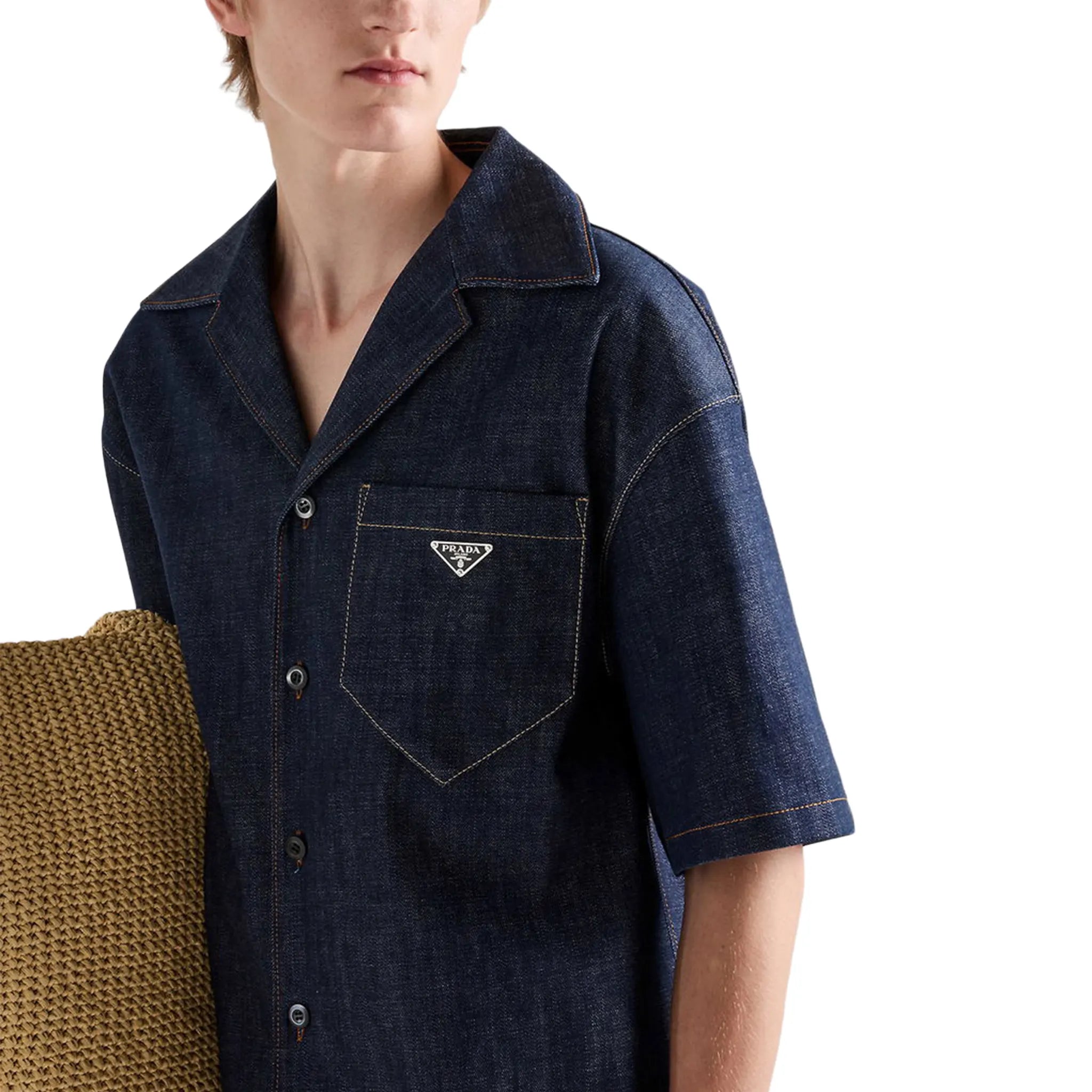 Prada Bowling Denim S/S Navy Shirt