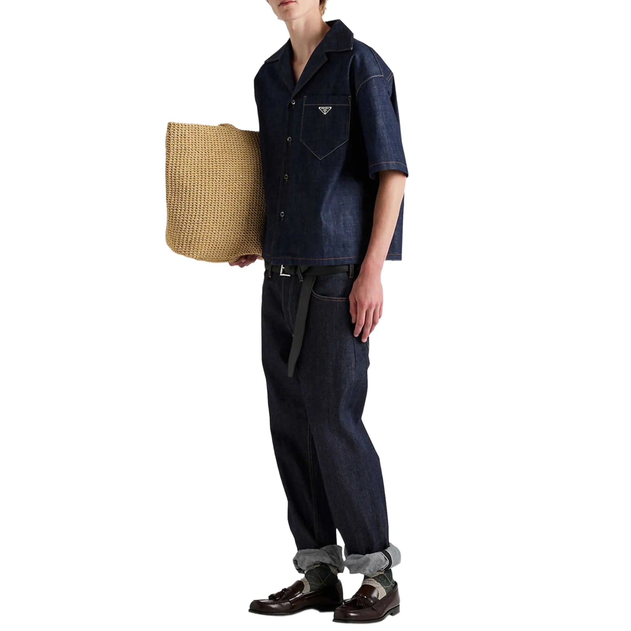 Prada Bowling Denim S/S Navy Shirt