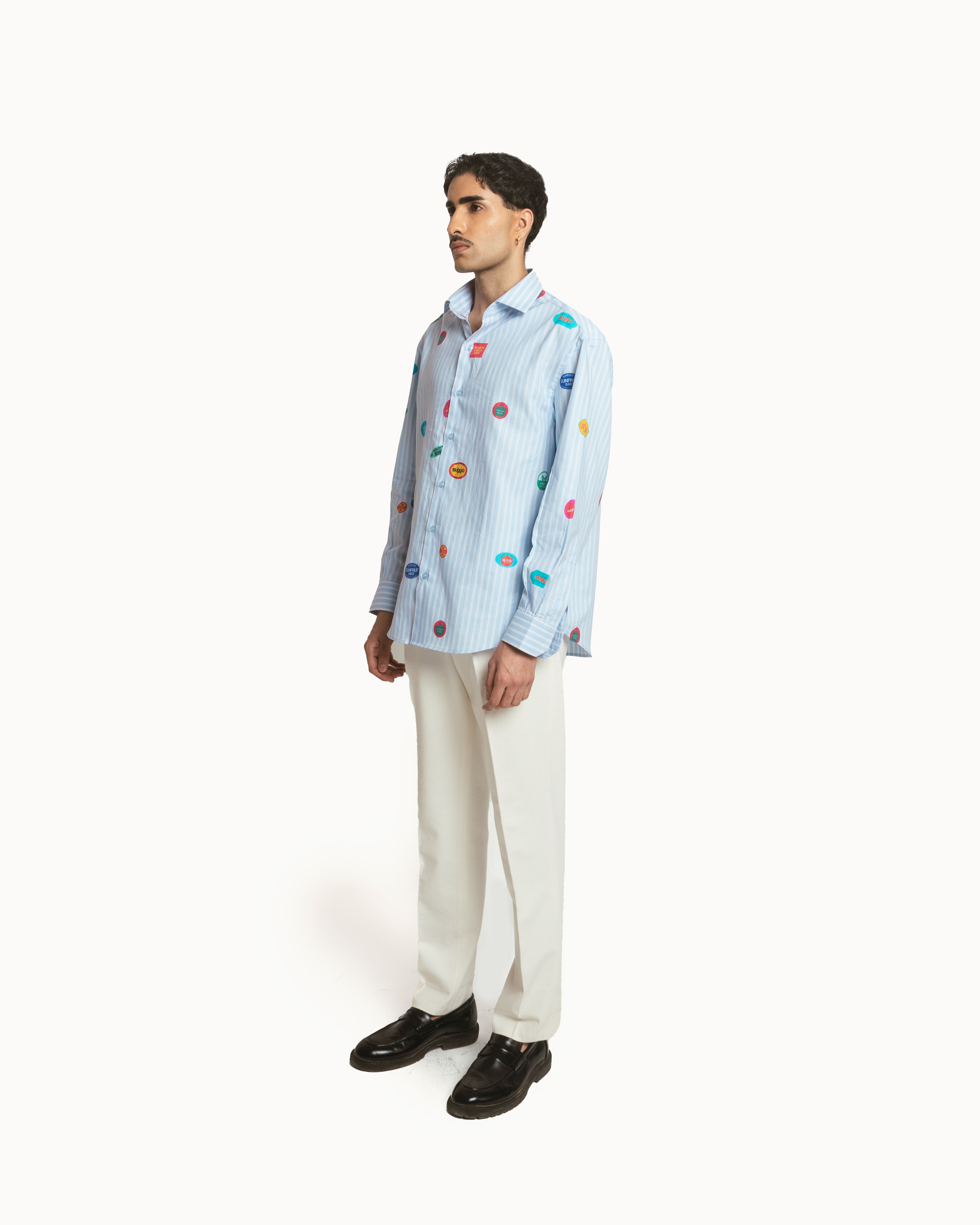 Fruit Sticker Shirt in Blue