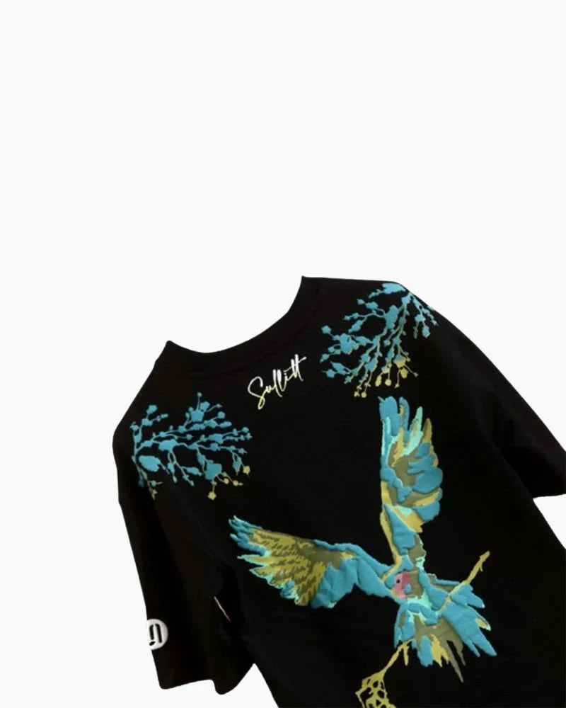 VIVIDLY PARROTBLACK OVERSIZED T-SHIRT