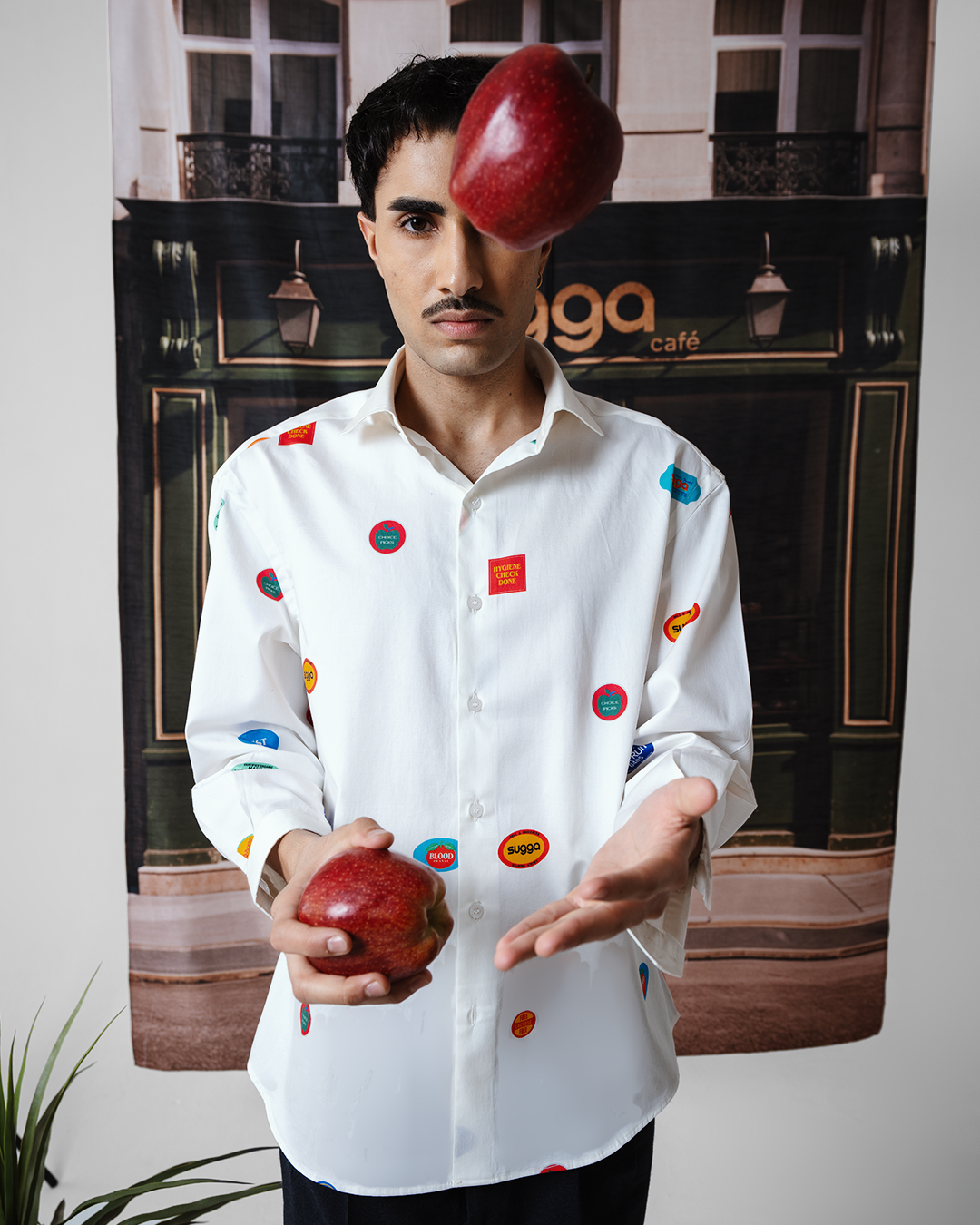 Fruit Sticker Shirt In White